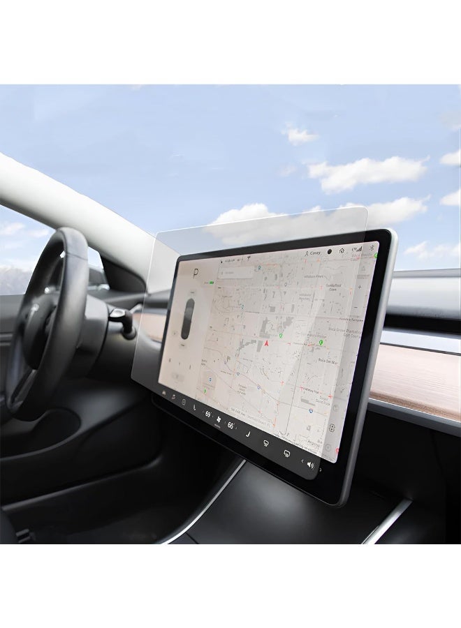 أتش بي أس واقي شاشة زجاجي غير لامع لتسلا موديل 3 / موديل Y – حماية مضادة للوهج وبصمات الأصابع لشاشة اللمس الوسطى | إكسسوار شاشة الملاحة - Image 4