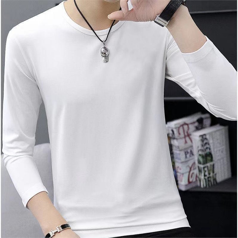Work Pure Clothes Wear-Resistant and Stain-Resistant Outdoor Spring and Summer Long-Sleeved T-Shirt Mens Thin Trbottomy Versatile Bottoming Shirt Summer T-Shirt Pure white long sleeve t-shirt