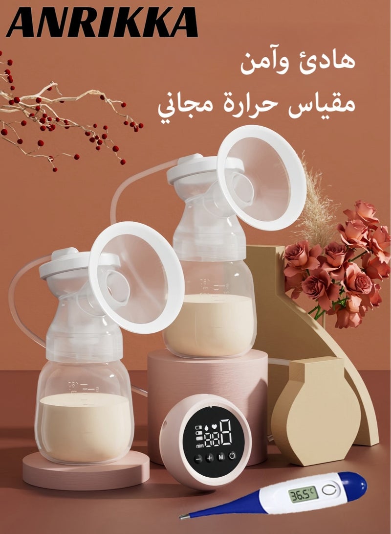 أنريكا مضخة ثدي كهربائية مزدوجة مع ميزان حرارة ووظيفة إرضاع يمكن ارتداؤها بدون استخدام اليدين مضخة ثدي كهربائية أوتوماتيكية للرضاعة الطبيعية - Image 1