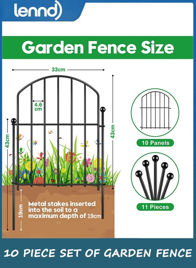 LENND Decorative Garden Fence, 10 Pack Rustproof Metal No Dig Fence Animal Barrier for Dog, Arched Flower Bed Edging Ornamental Wire Border Panel Fencing for Yard Patio Outdoor Decor - Image 3