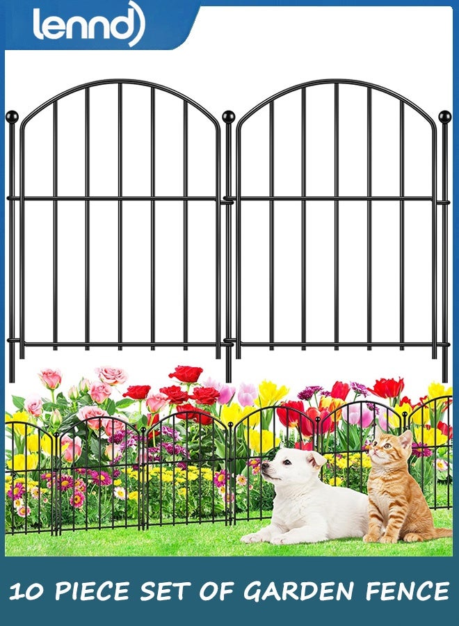 LENND Decorative Garden Fence, 10 Pack Rustproof Metal No Dig Fence Animal Barrier for Dog, Arched Flower Bed Edging Ornamental Wire Border Panel Fencing for Yard Patio Outdoor Decor - Image 1