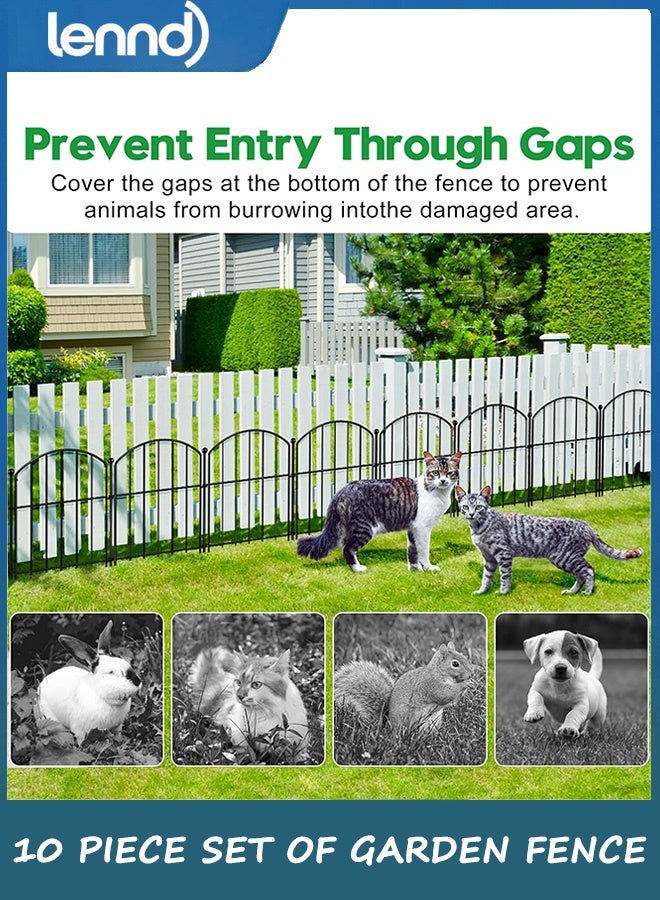 LENND Decorative Garden Fence, 10 Pack Rustproof Metal No Dig Fence Animal Barrier for Dog, Arched Flower Bed Edging Ornamental Wire Border Panel Fencing for Yard Patio Outdoor Decor - Image 5
