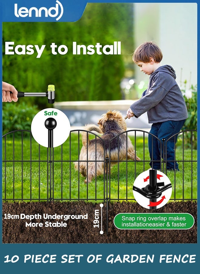 LENND Decorative Garden Fence, 10 Pack Rustproof Metal No Dig Fence Animal Barrier for Dog, Arched Flower Bed Edging Ornamental Wire Border Panel Fencing for Yard Patio Outdoor Decor - Image 4