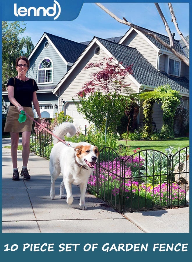 LENND Decorative Garden Fence, 10 Pack Rustproof Metal No Dig Fence Animal Barrier for Dog, Arched Flower Bed Edging Ornamental Wire Border Panel Fencing for Yard Patio Outdoor Decor - Image 2