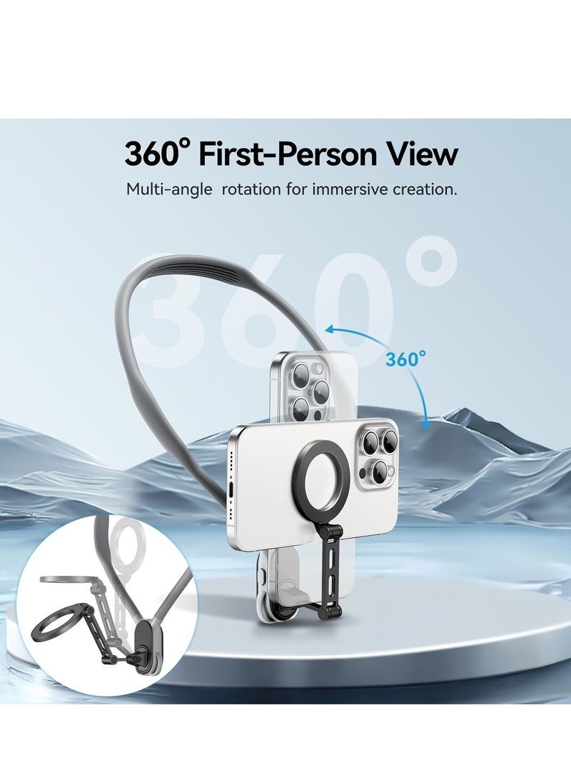 TELESIN Magnetic Neck Phone Holder – Hands-Free POV and Vlog Selfie Mount with Quick-Release Design, Adjustable Multi-Angle Stand for iPhone and Android Phones – Strong Magnetic Phone Stand Ideal for Video Recording, Content Creation, and Light Sports Activities - Image 5