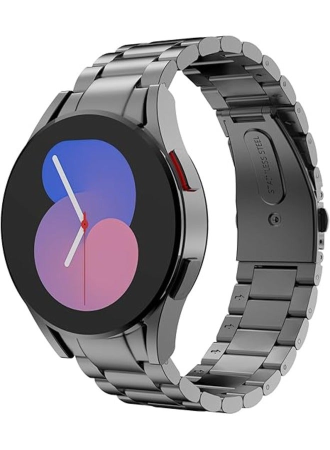 ELTRAZONE Gray Stainless Steel Metal Band for Samsung Galaxy Watch 7FE/6/5/4 (40mm/44mm) & Galaxy Watch 5 Pro (45mm), Galaxy Watch 6 Classic (43mm/47mm), Galaxy Watch 4 Classic (42mm/46mm) - No Gap Design - Image 1