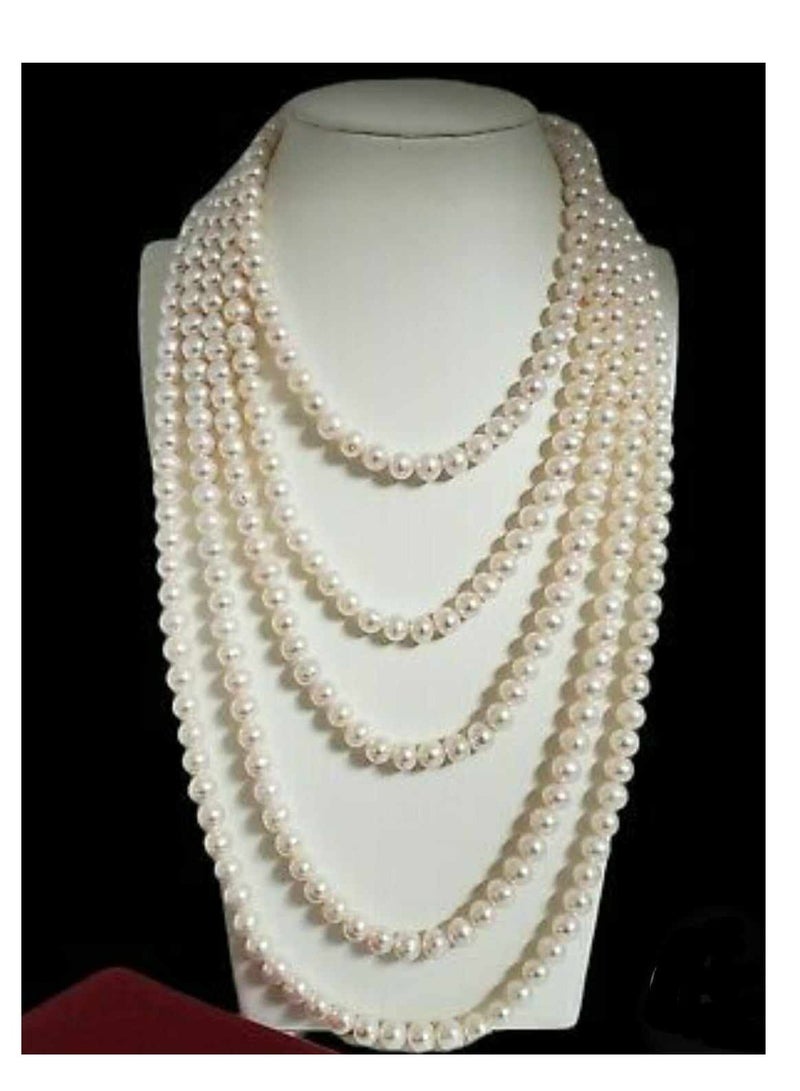 RA accessories Women Necklace Of Off White Pearls Multi Layers 