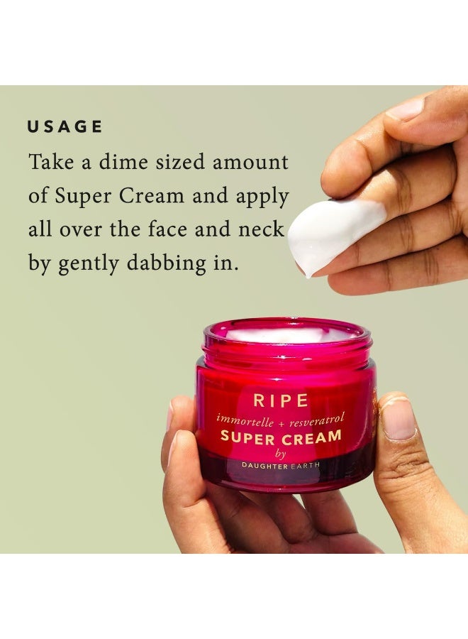 Ripe Super Cream Moisturiser Immortelle + Resveratrol For Menopause Hormonal Skin & Estrogen Free With Peptides, Ceramides & Red Clover | Targets Firmness, Lines & Wrinkles - 50 ml - Image 3