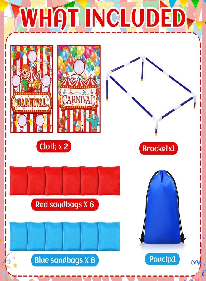 Realspring Carnival Games 2 in 1 Bean Bag Toss with 12 Bean Bags for Boys Girls Outdoor Cornhole Circus Game Set Portable Toss Games for Throwing Carnival Theme Party - Image 3
