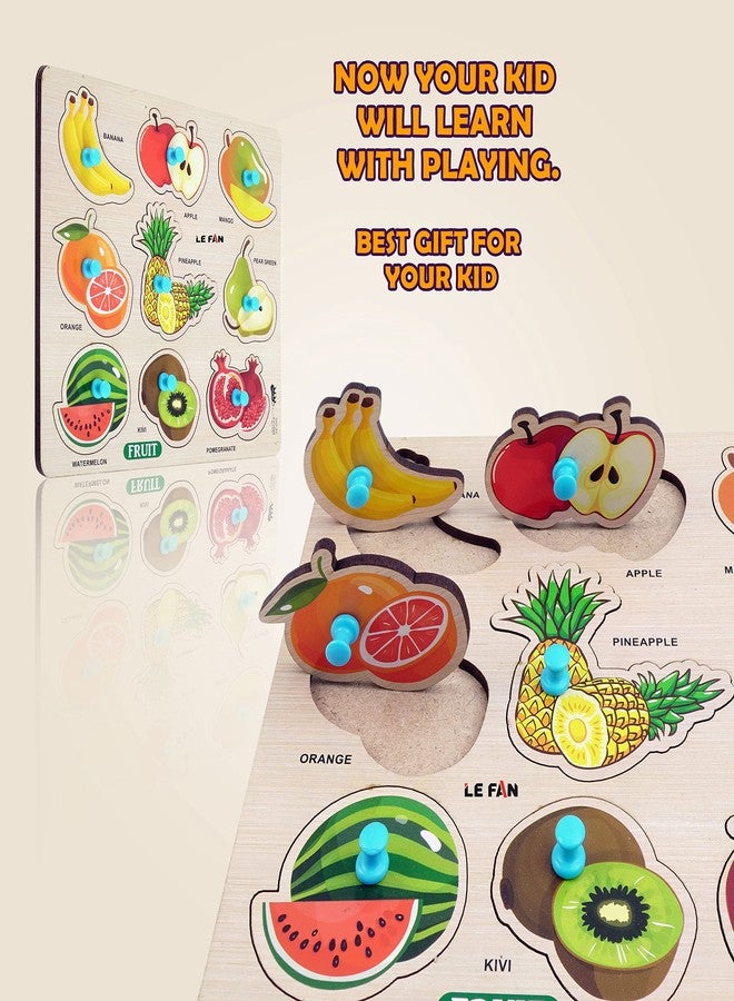 Lefan® Kids Fort Pre Nursery Educational Jigsaw Puzzles for Adults Kids Learning Toys Kit Board Game 4 pcs Set of Flower Fruits Hindi Letters & Vegetables Educational Toy - Image 4