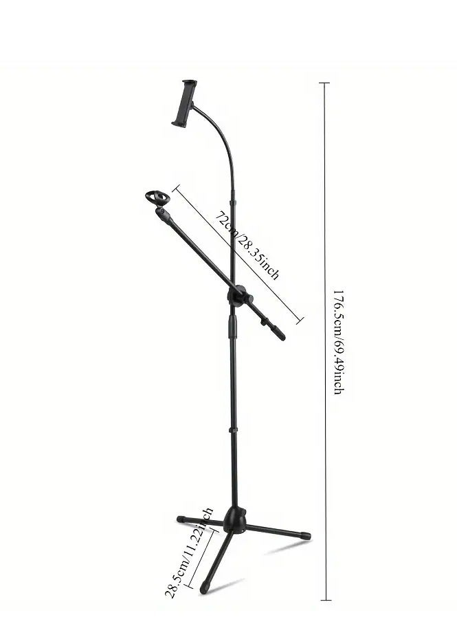 M MIAOYAN Multifunctional Foldable Microphone Stand | 360° Tripod with Phone/Tablet Holder | Ideal for Vlog, Live Streaming, Outdoor Singing  - Image 1