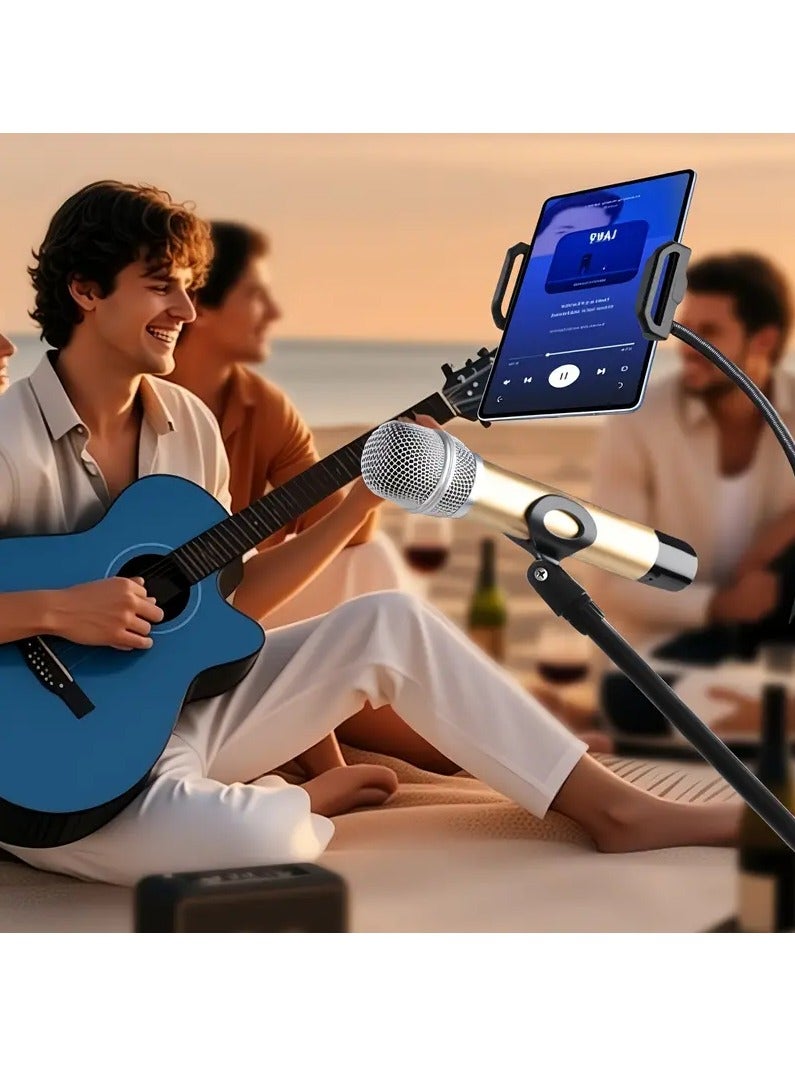 M MIAOYAN Multifunctional Foldable Microphone Stand | 360° Tripod with Phone/Tablet Holder | Ideal for Vlog, Live Streaming, Outdoor Singing  - Image 3