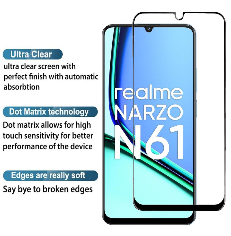 FabeKee Tempered Glass Screen Protector Compatible For Realme Narzo N61 Smartphone Black With Edge-To-Edge Protector Coverage And Easy Installation Kit (Realme Narzo N61) - Image 4