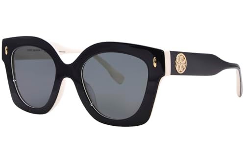 Tory Burch TY 7201U 198887 Black/Ivory Plastic Irregular Sunglasses Grey Lens - Image 1