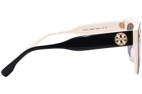 Tory Burch TY 7201U 198887 Black/Ivory Plastic Irregular Sunglasses Grey Lens - Image 3
