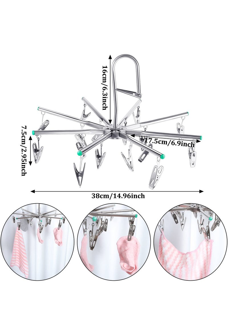Generic - Stainless Steel Sock Dryer with 16 Pegs and Swivel Hook - Rustproof Clothes Drying Hanger for Underwear, Socks, Bras, Baby Clothes, and Gloves - Windproof Design - Image 1