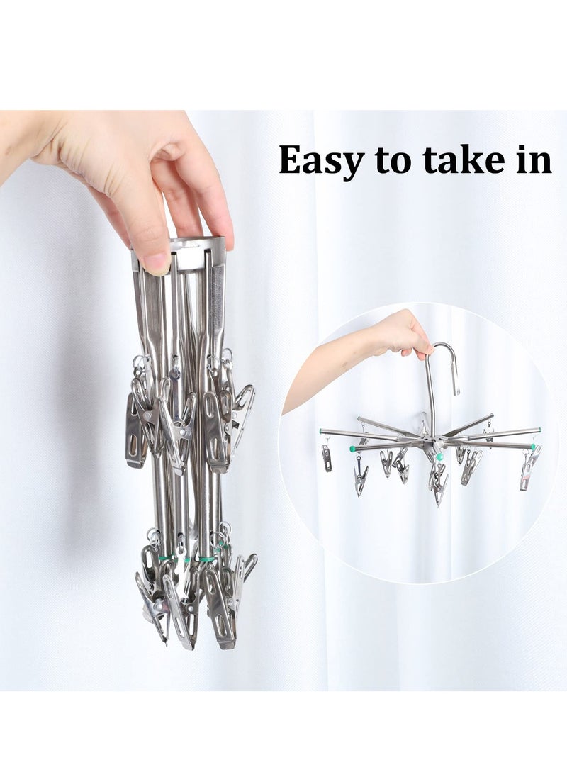 Generic - Stainless Steel Sock Dryer with 16 Pegs and Swivel Hook - Rustproof Clothes Drying Hanger for Underwear, Socks, Bras, Baby Clothes, and Gloves - Windproof Design - Image 1