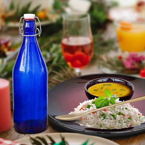 Pure Source India Glass Water Bottle Airtight, Food Safe, BPA Free, Reusable 1000 ml, 1 Piece, Blue - Image 2