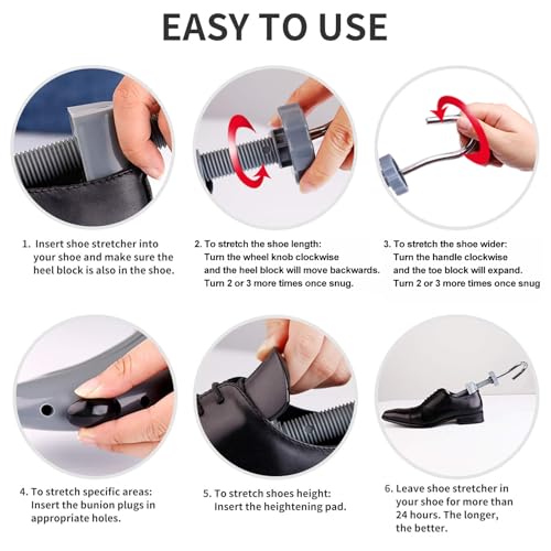 CHERAINTI Shoe Stretcher Men - Shoe Trees for Expander Widener, Adjustable Stretch Length and Width for Wide Feet - Image 5