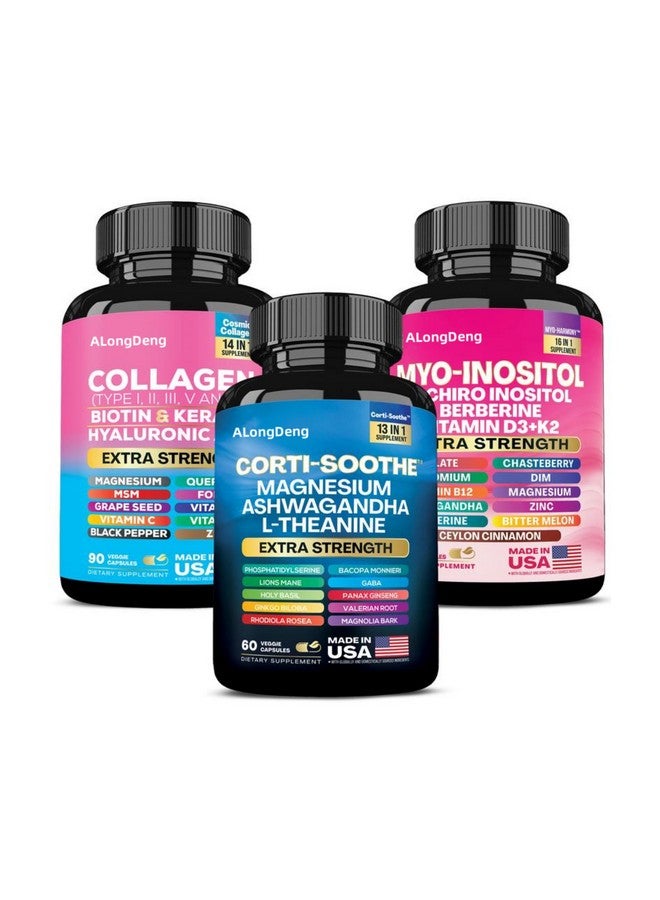 ALongDeng She Shines Set - Ultimate Women's All-in-One Supplement with Corti-Soothe, Myo-Inositol, Collagen & Extra Strength Ingredients - Image 1