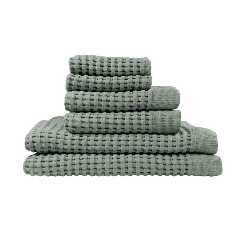 GILDEN TREE Waffle Towel Set Quick Dry Thin | 2 Bath Towels | 2 Hand Towels | 2 Washcloths, Modern Style (Sage Grey) - Image 1