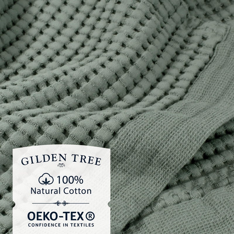 GILDEN TREE Waffle Towel Set Quick Dry Thin | 2 Bath Towels | 2 Hand Towels | 2 Washcloths, Modern Style (Sage Grey) - Image 2