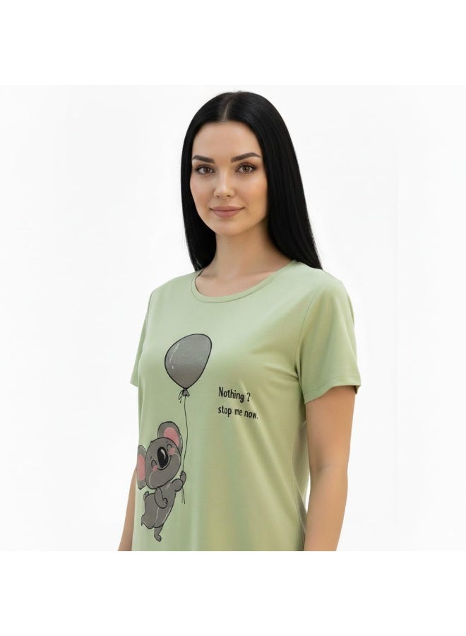 JOANNA Women's Animal & Balloon Print Shirt & Trouser Pajama Set, Yellow - Image 3