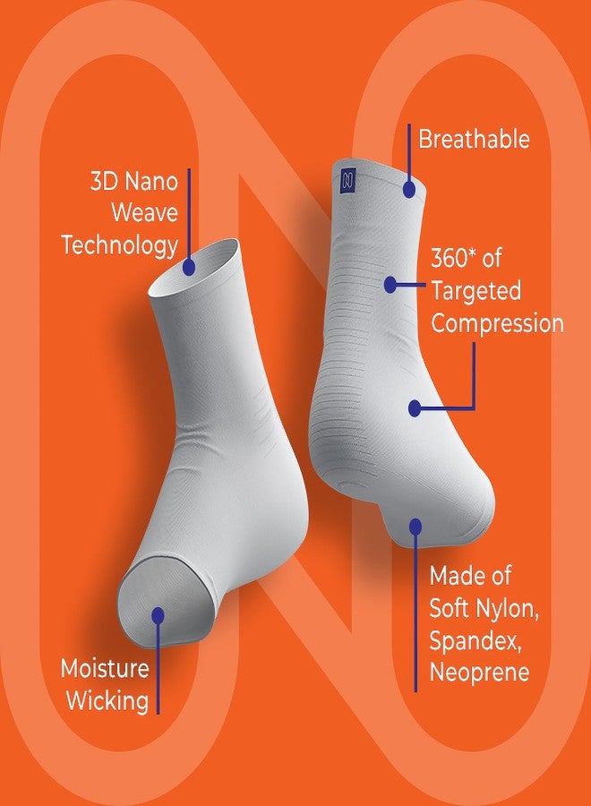 NanoSocks جوارب نانوسوكس الضاغطة للنساء والرجال (زوج واحد) - أفضل دعامة للكاحل لتخفيف آلام الأعصاب، والتهاب اللفافة الأخمصية، وآلام القدم السكرية - بدون أصابع (صغير، أبيض) - Image 3