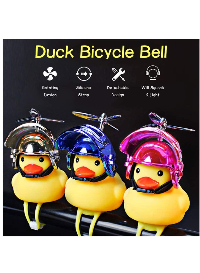 Barakah Luminous Three-Level Head Bamboo Dragonfly Helmet, Bicycle Light, Local Duck Rubber, Duck Toy Car Ornaments, Yellow Duck Car Dashboard, Decorations Squeeze Duck Bicycle Horns 3 Colors - Image 4