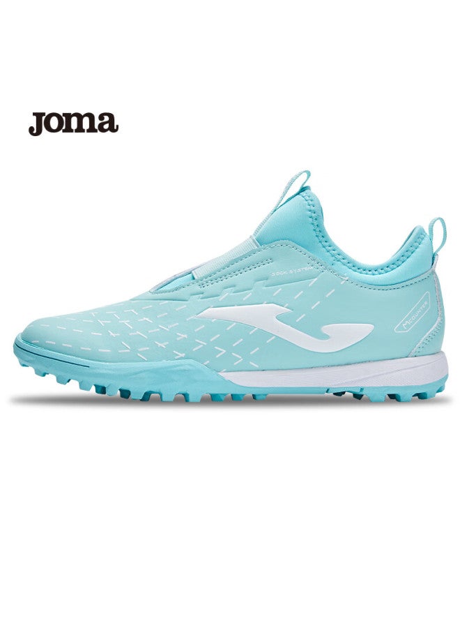 Joma أحذية كرة القدم للأطفال من جومّا، أحذية مطاطية مضادة للانزلاق، مقاومة للاهتراء، مناسبة لطلاب المدارس الابتدائية، لتدريب كرة القدم، باللون الأزرق والأبيض، مقاس 29 - Image 1