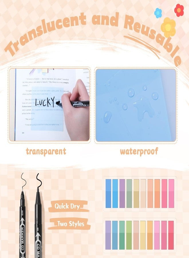 KOUDGY 49Pcs Book Annotation Kit - Aesthetic Pencil Case Bag with Highlighters Gel Pens and Marker, 900 Sheets Transparent Index Tabs Sticky Notes Bible Study Supplies (Pink) - Image 4