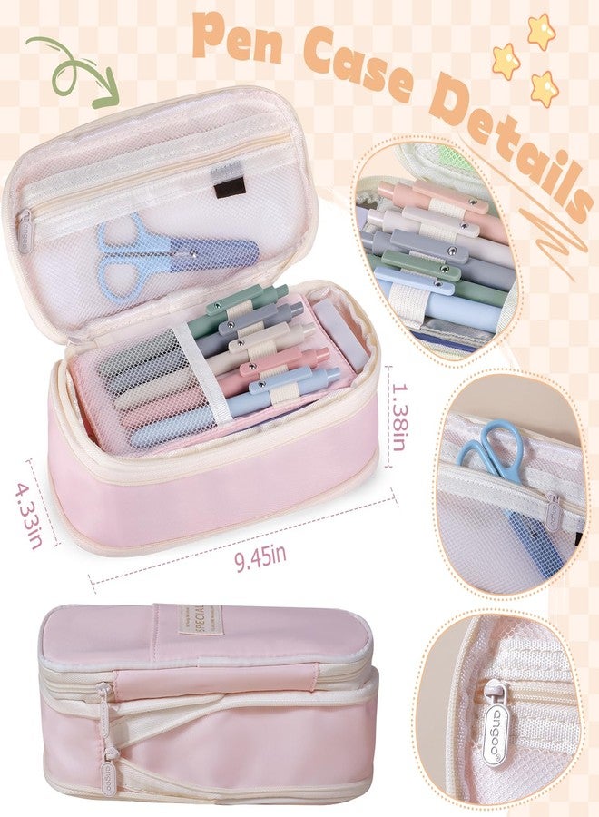 KOUDGY 49Pcs Book Annotation Kit - Aesthetic Pencil Case Bag with Highlighters Gel Pens and Marker, 900 Sheets Transparent Index Tabs Sticky Notes Bible Study Supplies (Pink) - Image 3