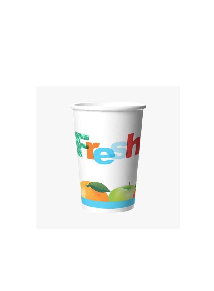 12oz Disposable white with fruits Design Paper Cups for Tea Coffee and Cool Drinks - Image 2