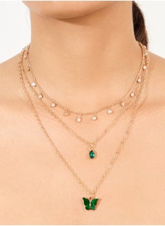 Butterfly Pendant Layered Necklace