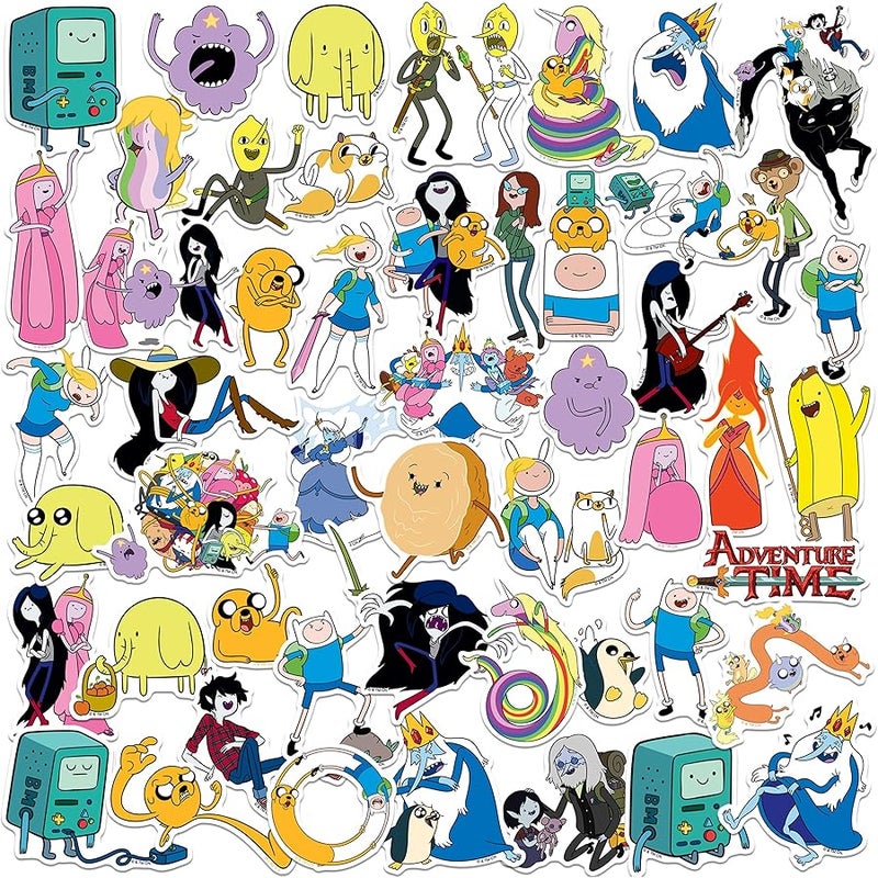 GRAPHICS & MORE Adventure TIME Characters 50ct Vinyl Large Deluxe Stickers Variety Pack - Laptop, Water Bottle, Scrapbooking, Tablet, Skateboard, Indoor/Outdoor - Set of 50 - Image 1
