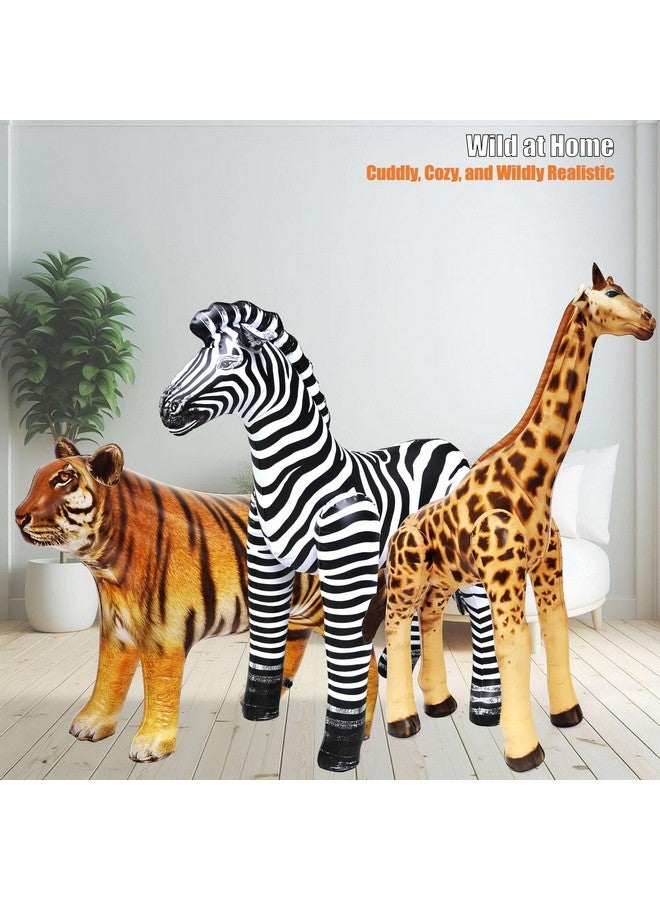 Jet Creations Life on Earth Wildlife Safari Inflatable, 3-PK, Giraffe(36"), Zebra(32"), Tiger(20"), Realistic Animals for Party Decoration, Pool, Birthday, Jungle Photo Prop - Image 4