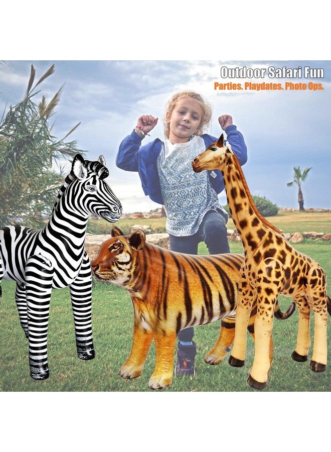 Jet Creations Life on Earth Wildlife Safari Inflatable, 3-PK, Giraffe(36"), Zebra(32"), Tiger(20"), Realistic Animals for Party Decoration, Pool, Birthday, Jungle Photo Prop - Image 5