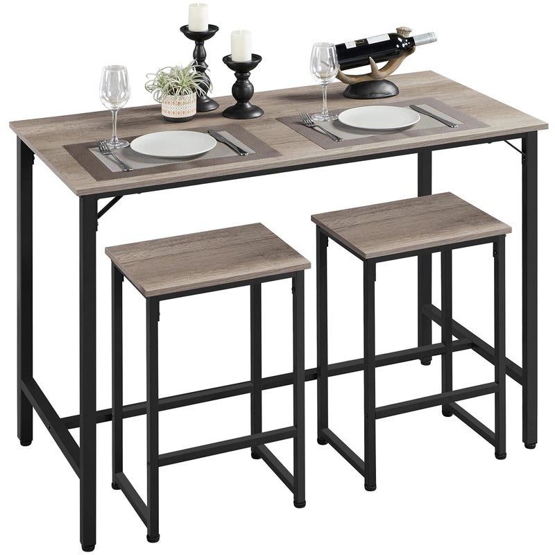 Yaheetech 3 Piece Dining Table Set 475 Industrial Pub Table Set Counter Height Kitchen Table with Bar Stools Set of 2 for Small Space Apartment