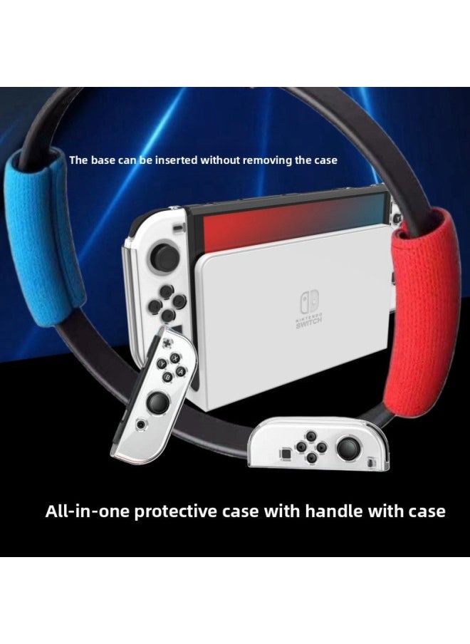 مناسبة لآلة ألعاب Nintendo Switch OLED، حافظة حماية كريستالية مدمجة، حافظة ناعمة من مادة TPU، نموذج سفلي رقيق، ترقية شاملة، حافظة كريستالية واحدة شفافة [حافظة ناعمة المقبض]