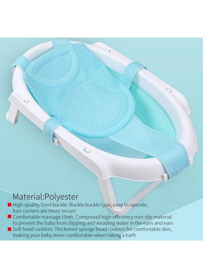 Zerodis Baby Bath Support Seatcomfort Massage Cloth Adjustable Length Infant Shower Mesh With Soft Head Cushion Nonslip Safety Net Bathtub Sling Shower Bathing Rings For Tub(Light Blue)  - Image 4
