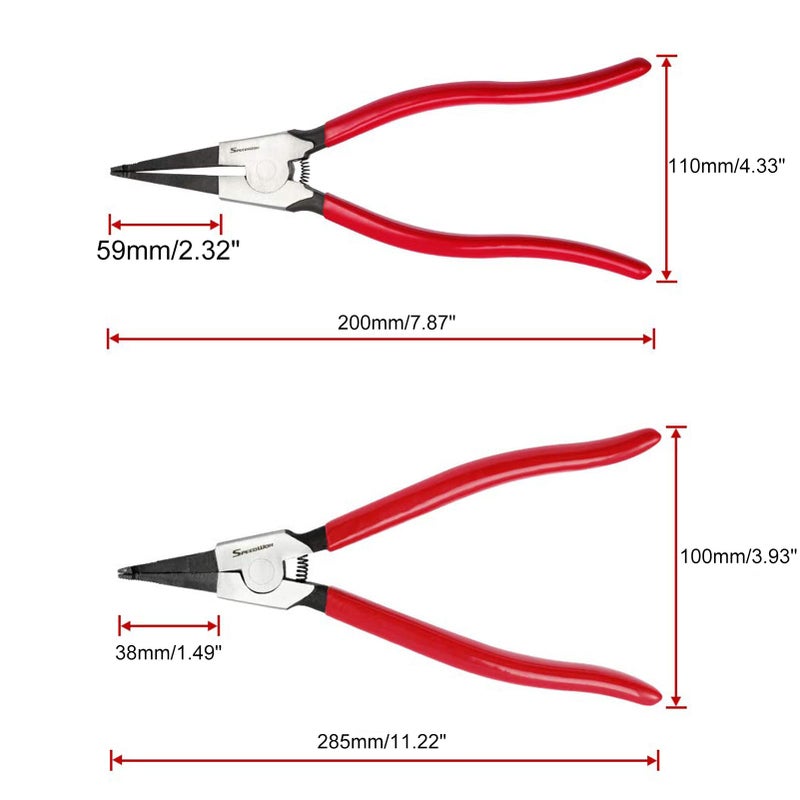 SPEEDWOX 2 Pcs Special Ring Retaining Ring Pliers Set Lock Ring Pliers Flat for Removing Installing Gearshift Locking Rings Angle Tip Circlip Plier Automobile Transmission Clutch Tool Fathers Day Gift - Image 5