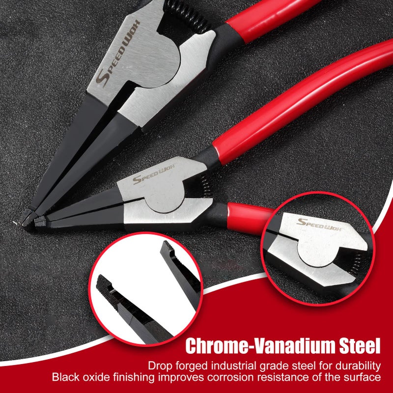 SPEEDWOX 2 Pcs Special Ring Retaining Ring Pliers Set Lock Ring Pliers Flat for Removing Installing Gearshift Locking Rings Angle Tip Circlip Plier Automobile Transmission Clutch Tool Fathers Day Gift - Image 3