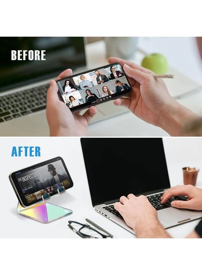 Colorful Rainbow Acrylic Mobile Phone Holder Portable Anti Slip Desktop Stand For Smartphone Tablet - Image 5