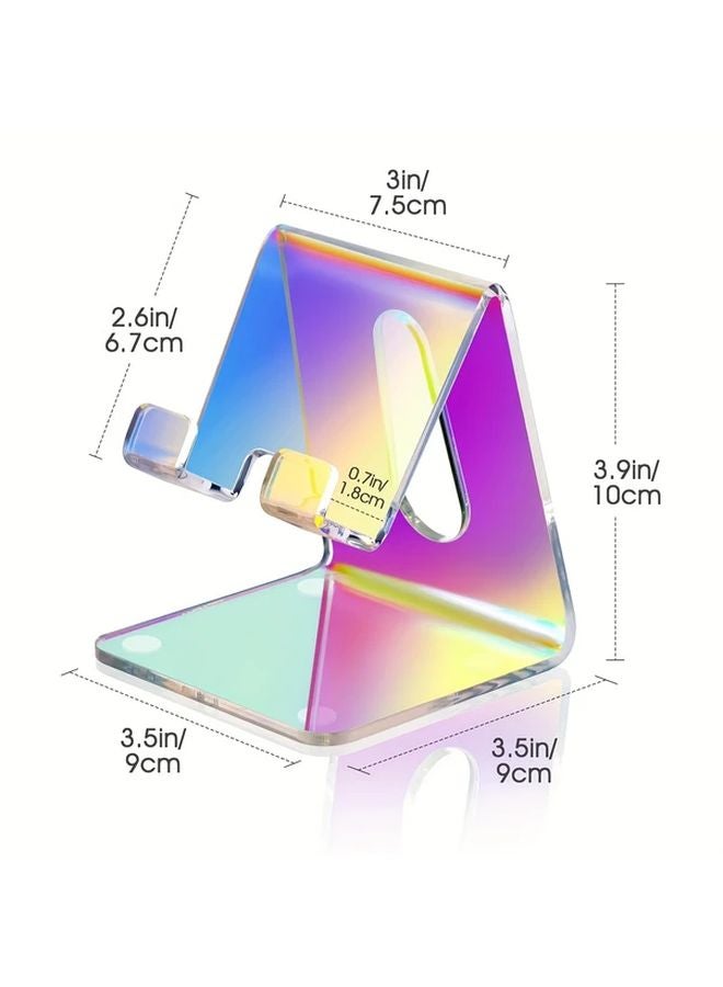 Colorful Rainbow Acrylic Mobile Phone Holder Portable Anti Slip Desktop Stand For Smartphone Tablet - Image 1