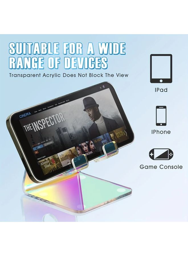 Colorful Rainbow Acrylic Mobile Phone Holder Portable Anti Slip Desktop Stand For Smartphone Tablet - Image 4