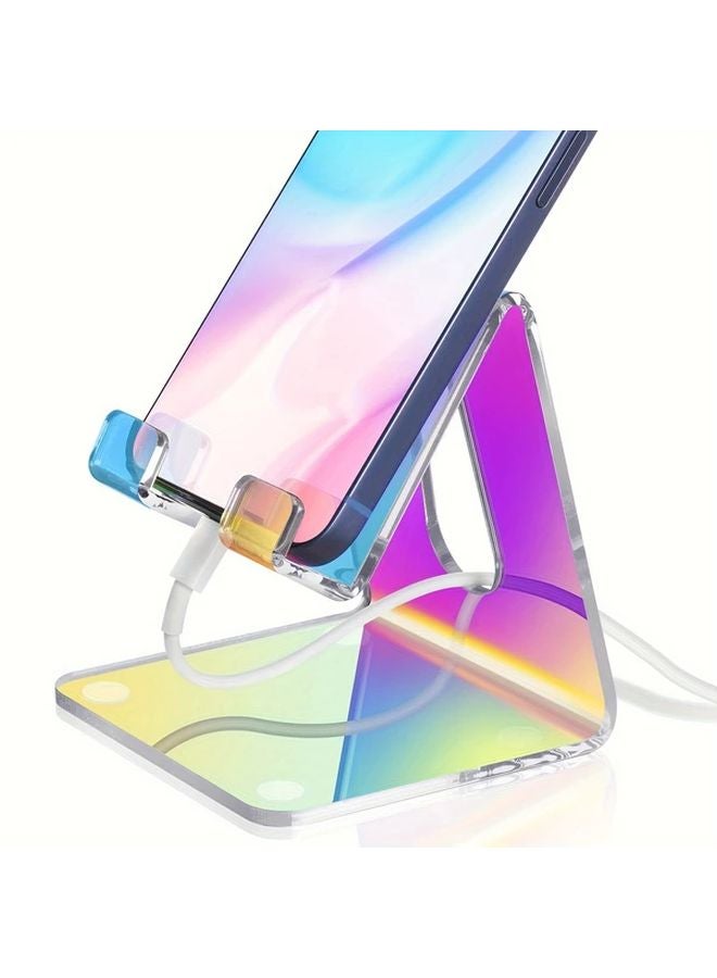 Colorful Rainbow Acrylic Mobile Phone Holder Portable Anti Slip Desktop Stand For Smartphone Tablet - Image 2