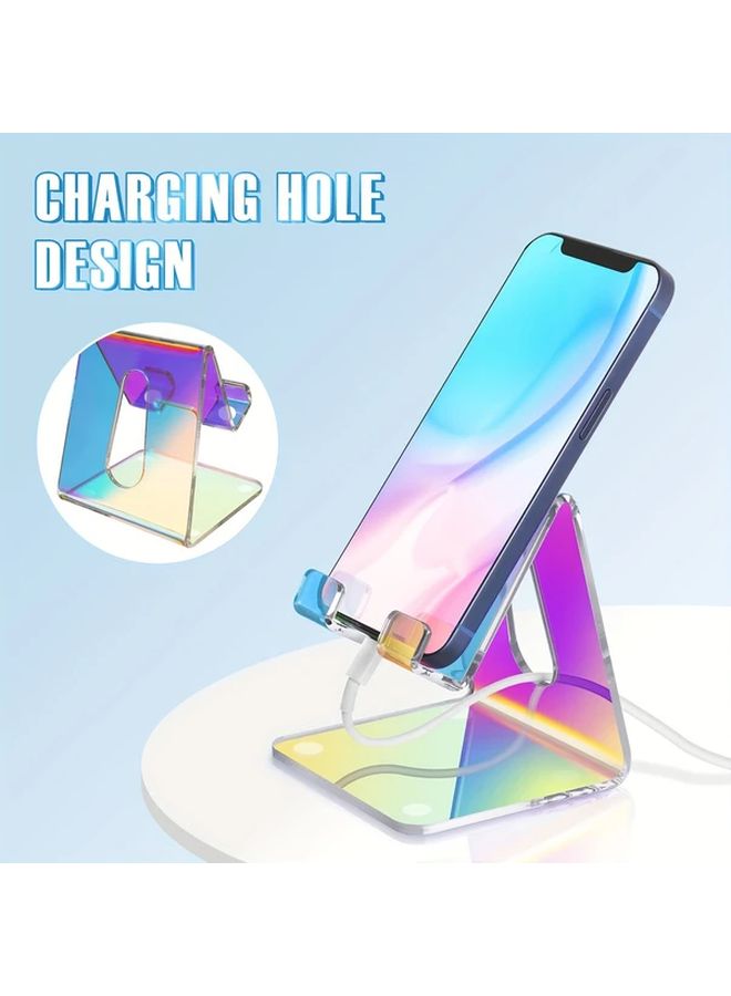 Colorful Rainbow Acrylic Mobile Phone Holder Portable Anti Slip Desktop Stand For Smartphone Tablet - Image 3