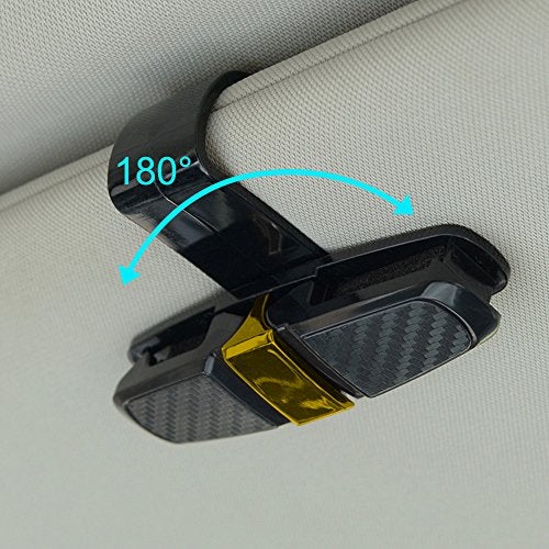 FineGood 2 Pack Glasses Holders for Car Sun Visor, Sunglasses Eyeglasses Mount with Ticket Card Clip - Black + Gold - Image 5