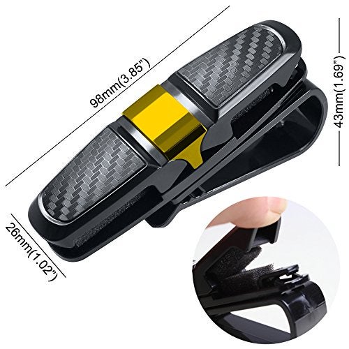 FineGood 2 Pack Glasses Holders for Car Sun Visor, Sunglasses Eyeglasses Mount with Ticket Card Clip - Black + Gold - Image 4