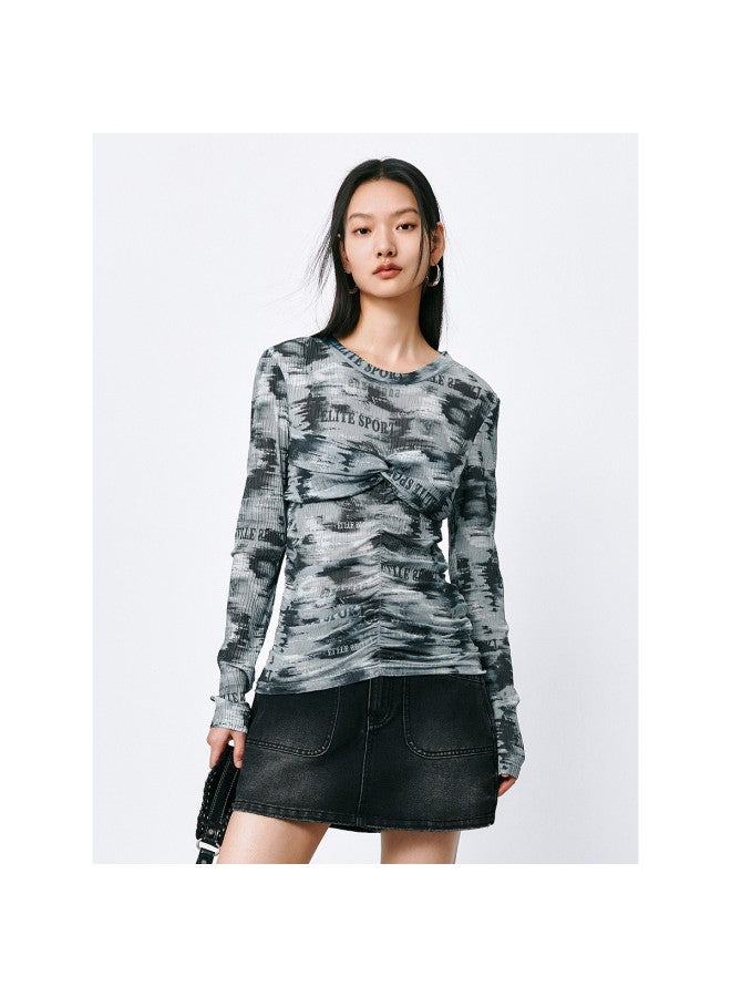 Waxbird Summer Hot Girl Style Mesh Tie Slim Fit Round Neck Women's Shirt - Image 2